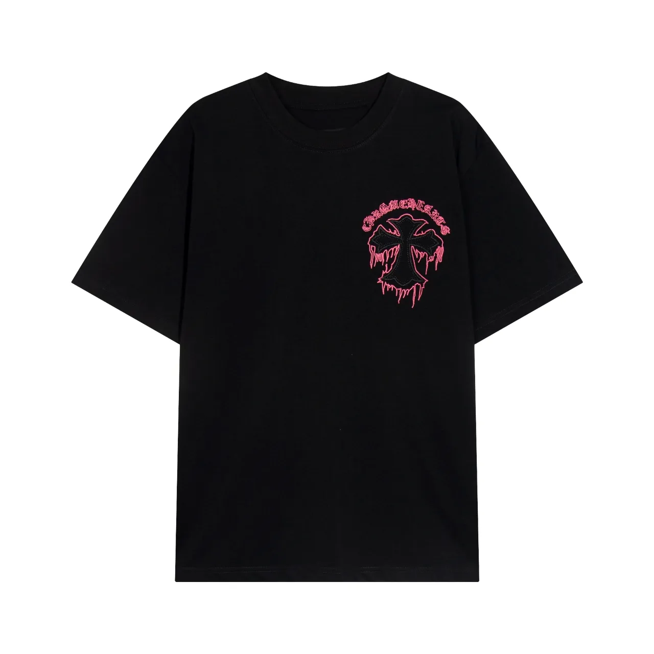 P150 Chrome Hearts Chrome Hearts Sanskrit Cross Embroidery Short Sleeve Size: SMLXL Color: Black White